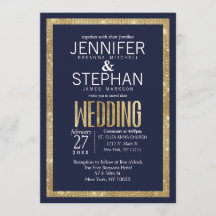 Casamento de Sequência Dourada Azul do Marinho Mod