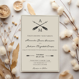Convite Casamento de Setas e Monogramas Cerco