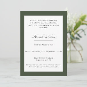Convite Casamento de setas minimalista   Verde-oliva