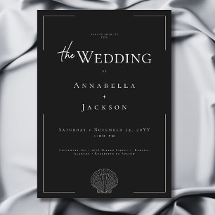 Convite Casamento de Shell Preto e Branco com Tipografia M