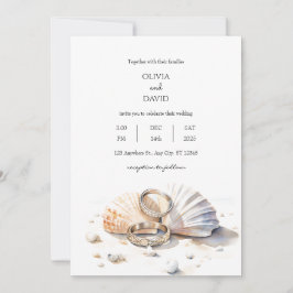 Convite Casamento de Shore de Seashell Rings Casamentos de