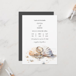 Convite Casamento de Shore de Seashell Rings Casamentos de