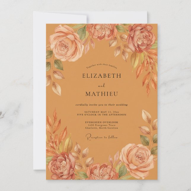 Convite Casamento de Sienna Ranunculus Eucalipto (Frente)