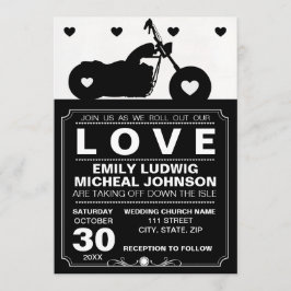 Convite Casamento de Silhouette Biker de Motocicleta Preta