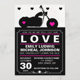 Convite Casamento de Silhouette Biker de Motocicleta Preta