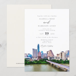 Convite Casamento de Skyline na Cidade de Austin Texas