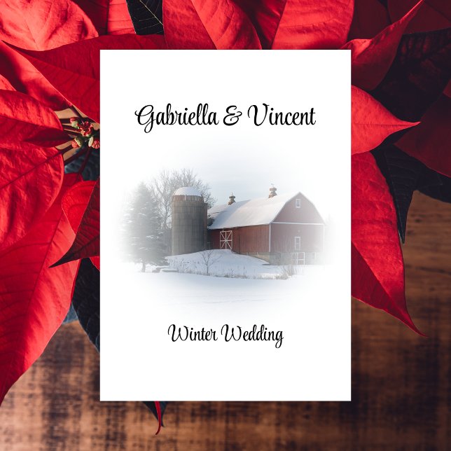 Convite Casamento de Snow Covered Barn Winter Country Ranc (Criador carregado)