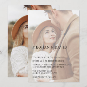 Convite Casamento de Sobreposição de Foto de Cheio Simples