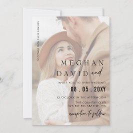 Convite Casamento de Sobreposição de Foto de Cheio Simples