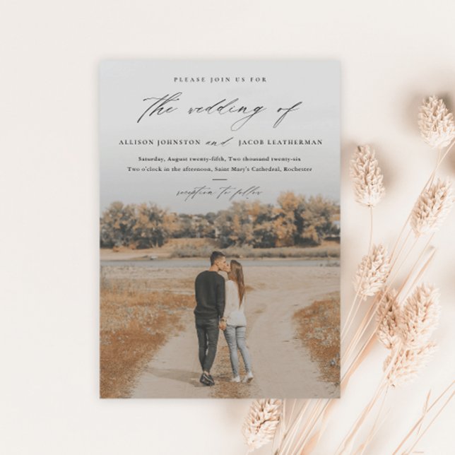 Convite Casamento de Sobreposição de Foto do Script 2 Eleg (Criador carregado)