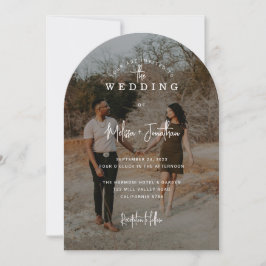 Convite Casamento de Sobreposição de Foto Negra Elegante C