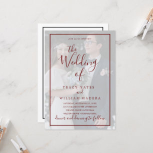 Convite Casamento de Sobreposição de Foto Vellum Calliog