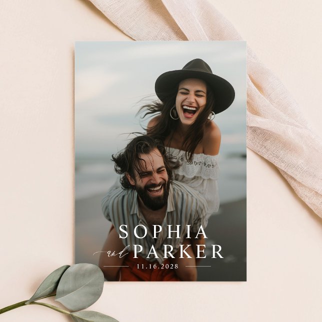 Convite Casamento de Sobreposição de Fotos em Praia Minima (Criador carregado)