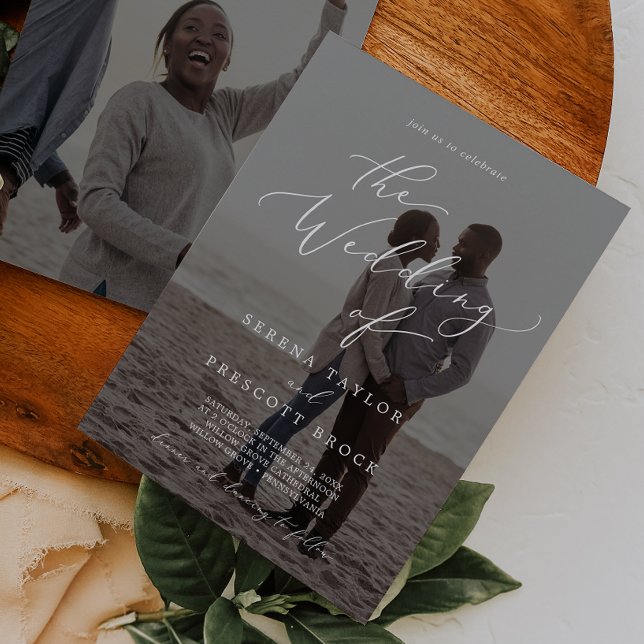 Convite Casamento de Sobreposição de Fotos Escuras por Cal (Criador carregado)