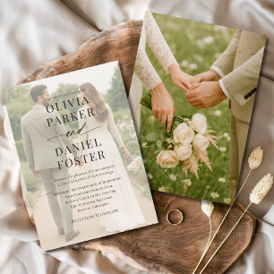 Convite Casamento de Sobreposição de Fotos Moderna Minimal