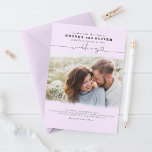 Convite Casamento De Sobreposição De Fotos Púrpura E Leve<br><div class="desc">Modernos e mínimos convites para fotos de casamento</div>