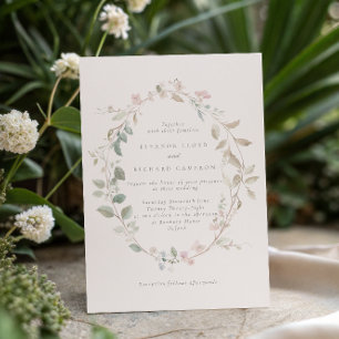 Convite Casamento De Solhas Florais De Blush Delicado Form