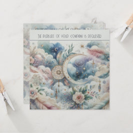 Convite Casamento de Sonho de Lua Celestial Azul e Dourado