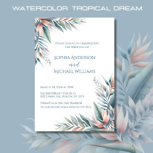 Convite Casamento de Sonhos Tropicais por Aquarela