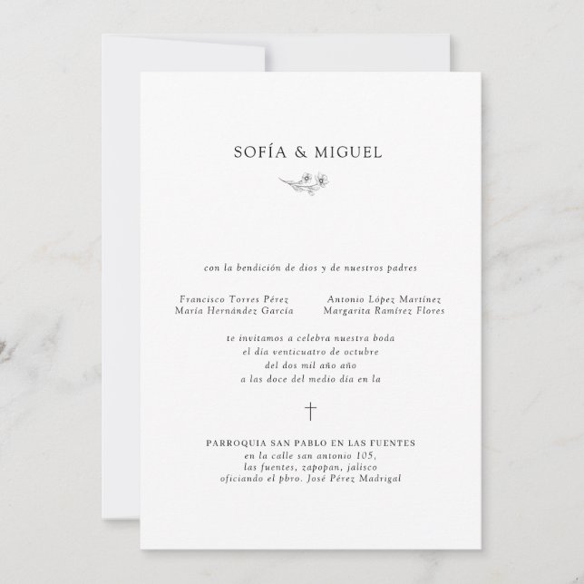 Convite Casamento de Sophia Invitación Boda Catolica (Frente)