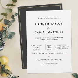 Convite Casamento de sotaques Dourados Elegante Minimalist