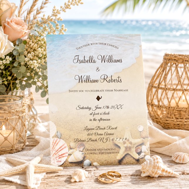 Convite Casamento de Starfish de Praia Tropical Moderna (Criador carregado)