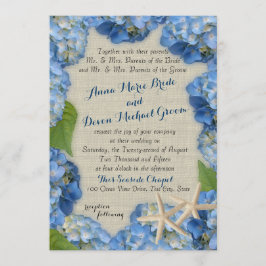 Convite Casamento de Starfish e Blue Hydrangea