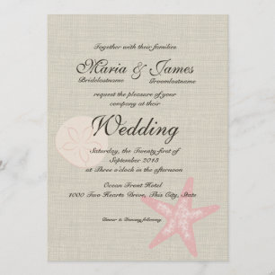 Convite Casamento de Starfish em Praia e Burlap