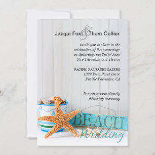 Convite Casamento de Starfish Informal Beach