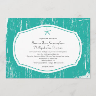 Convite Casamento de Starfish Rustic Beach
