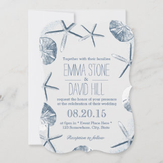 Convite Casamento de Starfish & Sand Dollar Beach