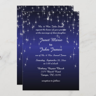 Convite Casamento de Starry Night em Azul Escuro
