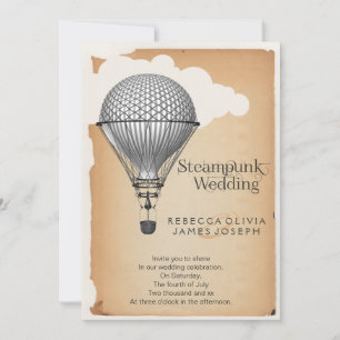 Convite Casamento de Steampunk Hot Air Balloon