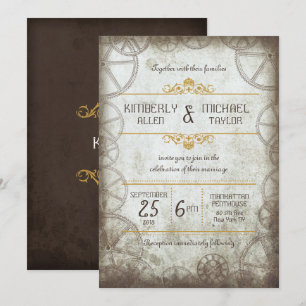 Convite Casamento de Steampunk, venenoso industrial