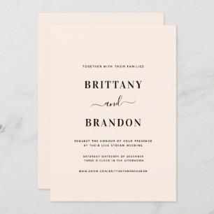 Convite Casamento de Stream ao Vivo Rosa-Esbranquiçada Min