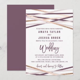 Convite Casamento de Streamers Dourados e Blush Rosa