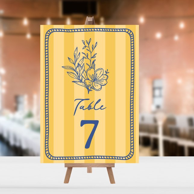 Convite Casamento de Stripe Amarelo Floral (Criador carregado)