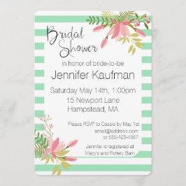 Convite Casamento de Stripe Floral Personalizado | Chá de 