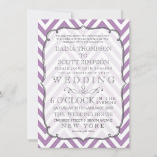 Convite Casamento de Stripes Violeta Violeta Branca e Afri