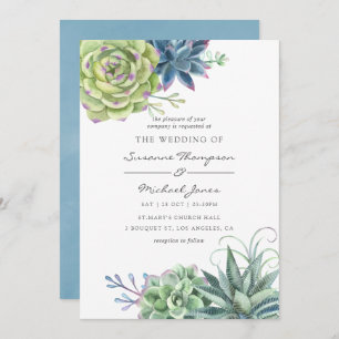 Convite Casamento de Succulents de Cactus Desert Watercolo