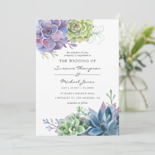 Convite Casamento de Succulents de Cactus Desert Watercolo