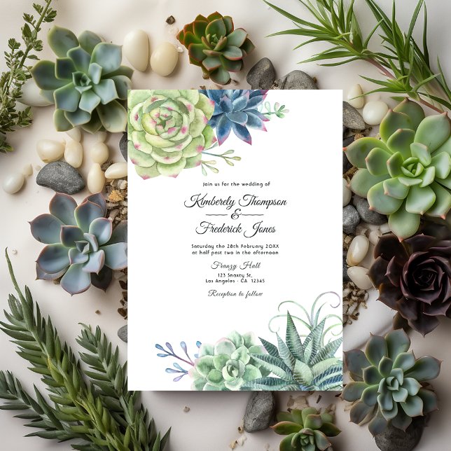 Convite Casamento de Succulents de Cactus Desert Watercolo (Succulents Wedding)