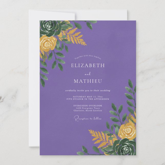 Convite Casamento de Suculentas de Eucalipto Violeta (Frente)