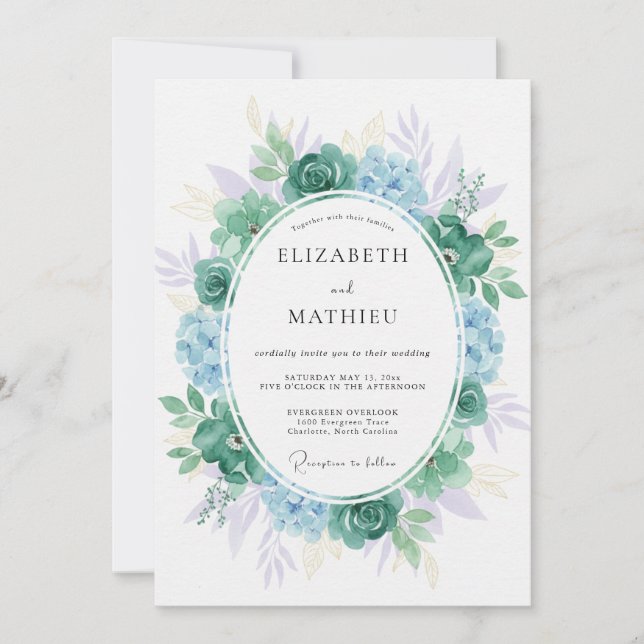 Convite Casamento de Suculentas Eucalipto Âmbar Teal (Frente)