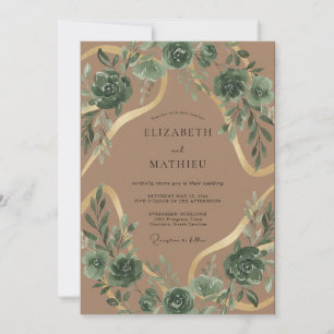 Convite Casamento de Suculentas Eucalipto Bege