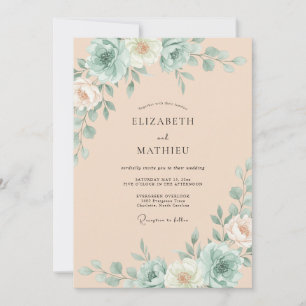 Convite Casamento de Suculentas Eucalipto e Espuma do Mar 