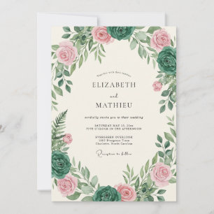 Convite Casamento de Suculentas Eucalipto Esmeralda Rosa