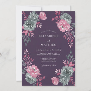 Convite Casamento de Suculentas Eucalipto Roxo Ameixa