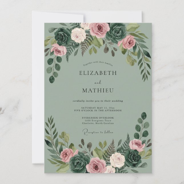 Convite Casamento de Suculentas Eucalipto Roxo Celadão (Frente)