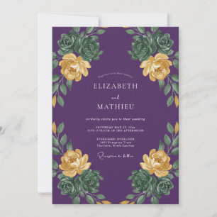 Convite Casamento de Suculentas Eucalipto Roxo Fundo